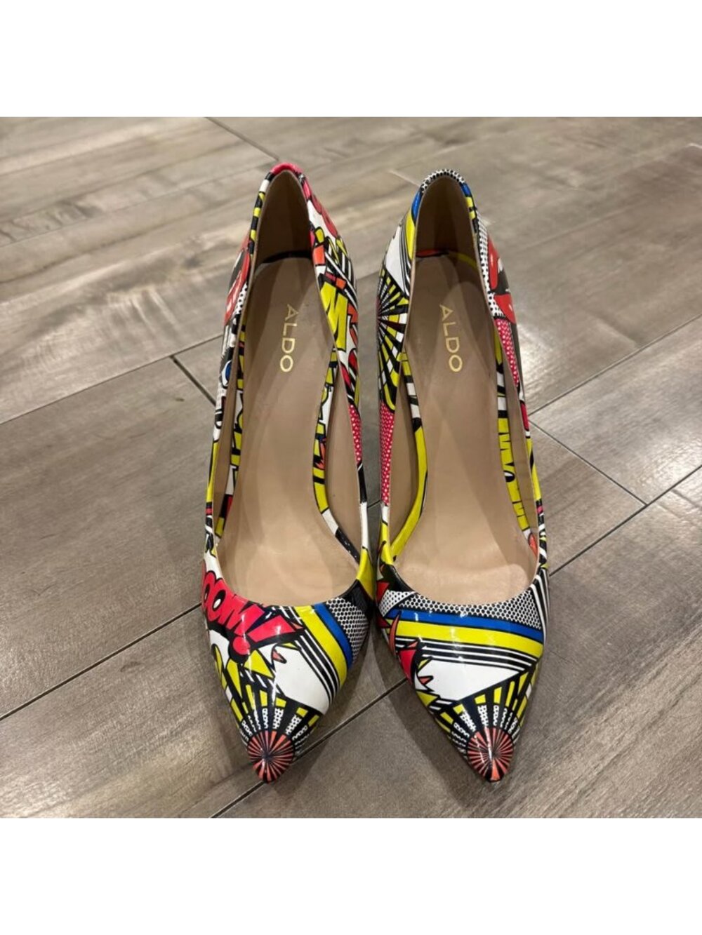 ALDO Pop Art Comic Print Pointed Toe Stiletto Pumps Women’s Size 8 - Picture 5 of 9